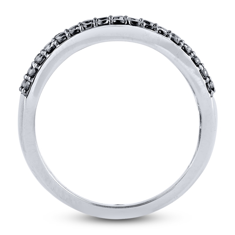 Main Image 2 of Black & White Diamond Anniversary Band 2 ct tw Round 14K White Gold
