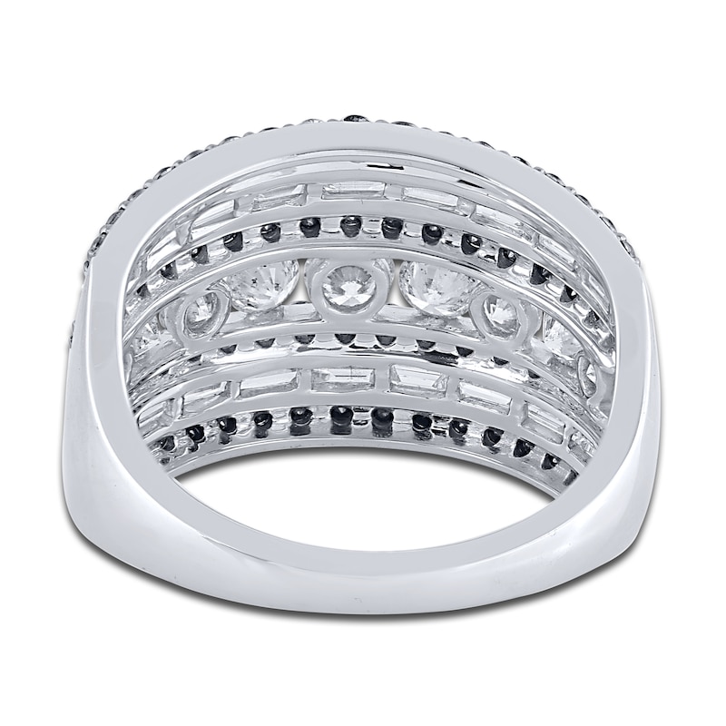 Main Image 3 of Black & White Diamond Anniversary Band 2 ct tw Round 14K White Gold