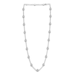 Diamond Station Necklace 5-1/3 ct tw Round 14K White Gold 18"