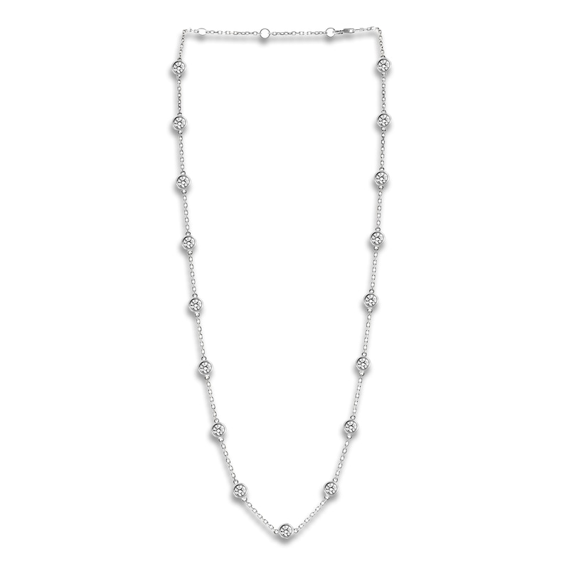 Main Image 1 of Diamond Station Necklace 5-1/3 ct tw Round 14K White Gold 18"