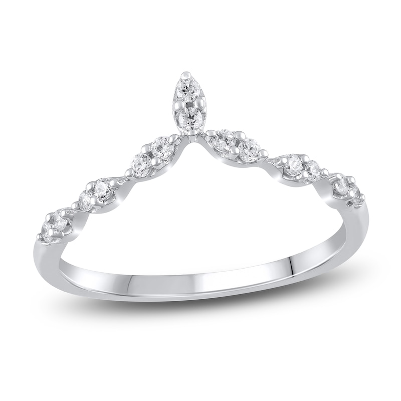 Main Image 1 of Diamond Chevron Ring 1/6 ct tw Round 14K White Gold