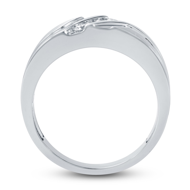 Main Image 4 of Men's Diamond Wedding Band 1/4 ct tw Round 14K White Gold