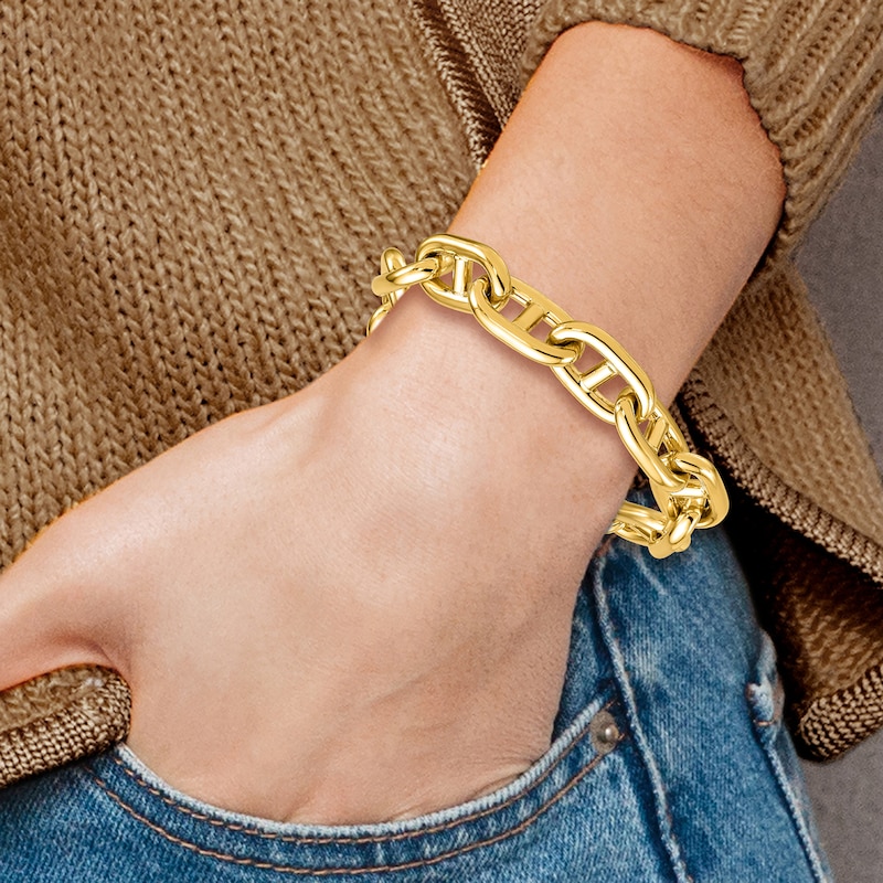 Main Image 5 of High-Polish Anchor Toggle Bracelet 14K Yellow Gold 8.5"