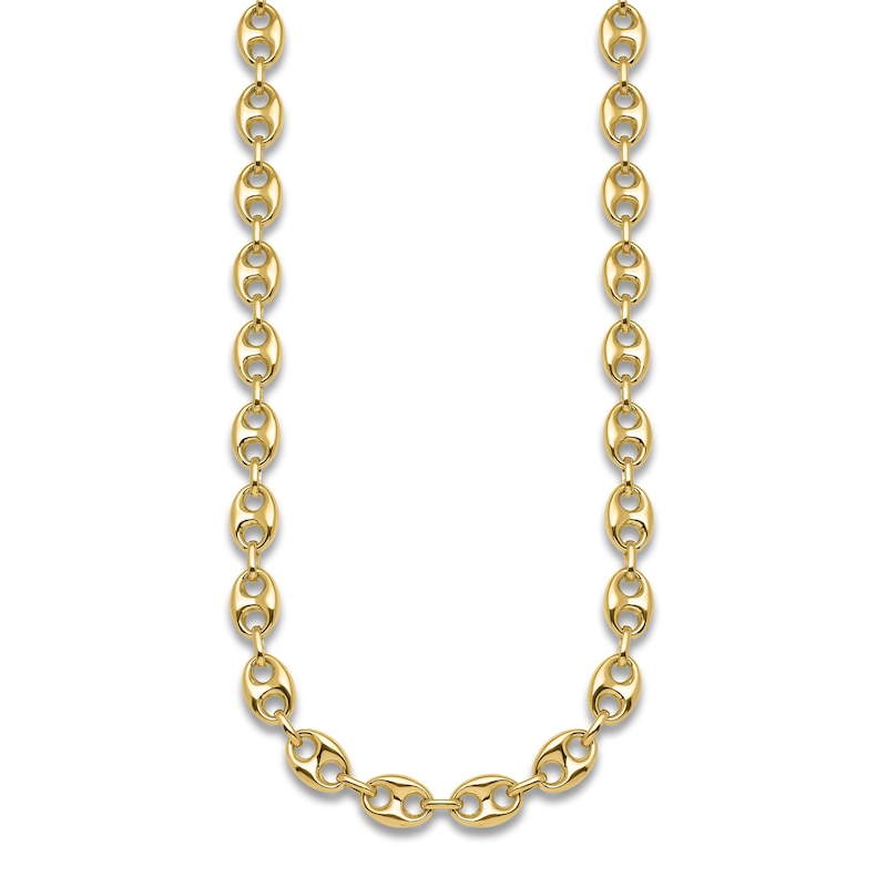 Main Image 2 of High-Polish Puffy Mariner Link Necklace 14K Yellow Gold 18" 8.4mm