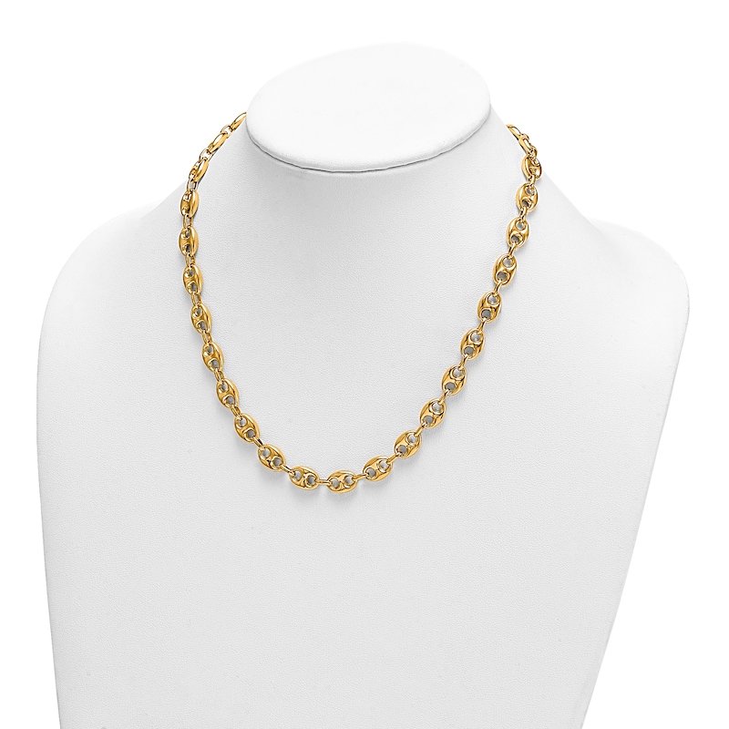 Main Image 3 of High-Polish Puffy Mariner Link Necklace 14K Yellow Gold 18" 8.4mm