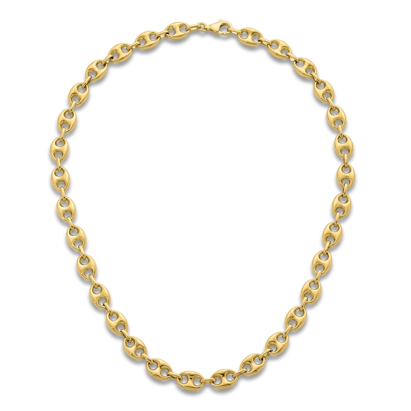 Main Image 4 of High-Polish Puffy Mariner Link Necklace 14K Yellow Gold 18" 8.4mm
