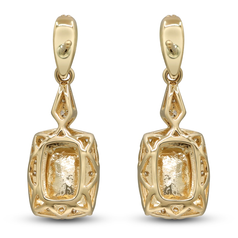 Main Image 3 of Natural Opal & Diamond Drop Earrings 1/3 ct tw 14K Yellow Gold