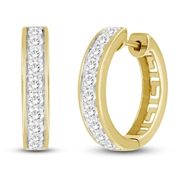 Men's Lab-Grown Diamond Hoop Earrings 5/8 ct tw Round 14K Yellow Gold