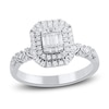 Thumbnail Image 1 of Round & Baguette-Cut Diamond Bridal Set 7/8 ct tw 14K White Gold