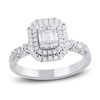 Thumbnail Image 2 of Round & Baguette-Cut Diamond Bridal Set 7/8 ct tw 14K White Gold