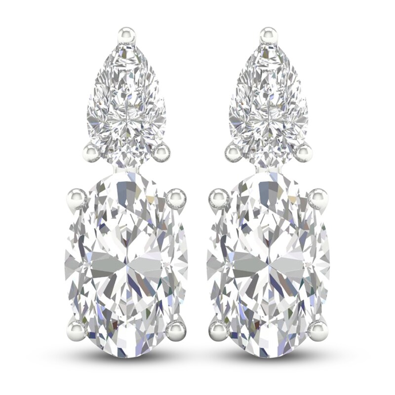 Main Image 1 of Oval & Pear-Cut Lab-Grown Diamond Earrings 3 ct tw 14K White Gold