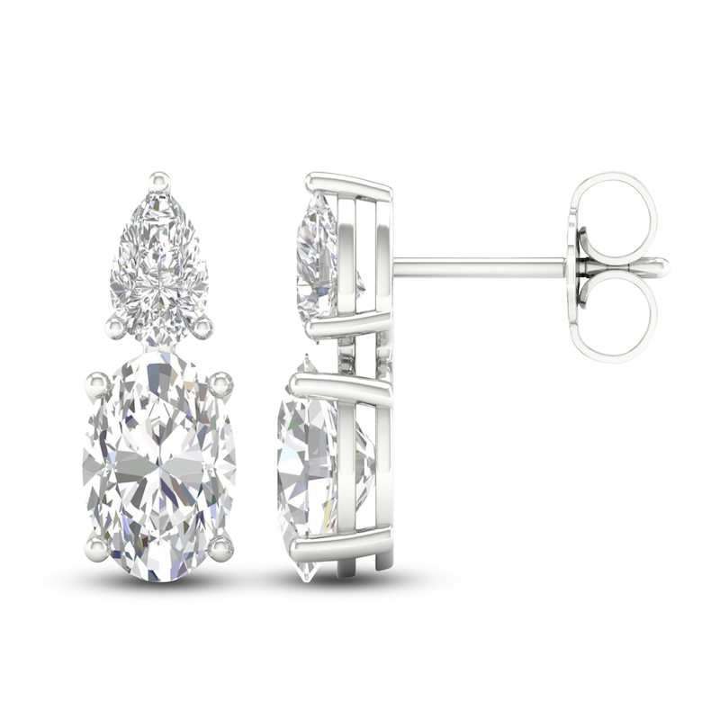 Main Image 2 of Oval & Pear-Cut Lab-Grown Diamond Earrings 3 ct tw 14K White Gold