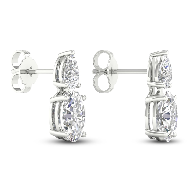 Main Image 3 of Oval & Pear-Cut Lab-Grown Diamond Earrings 3 ct tw 14K White Gold