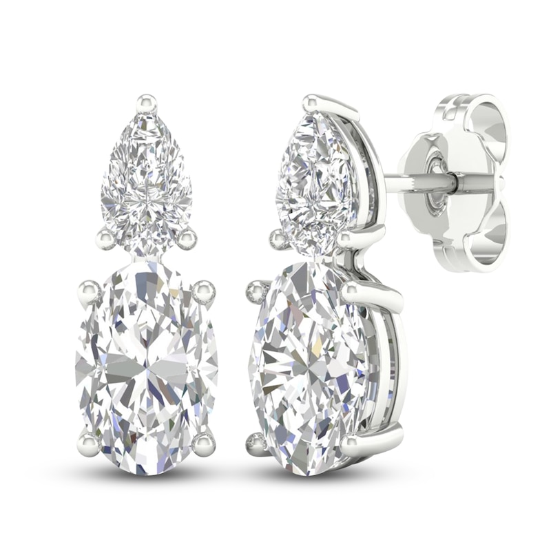 Main Image 4 of Oval & Pear-Cut Lab-Grown Diamond Earrings 3 ct tw 14K White Gold