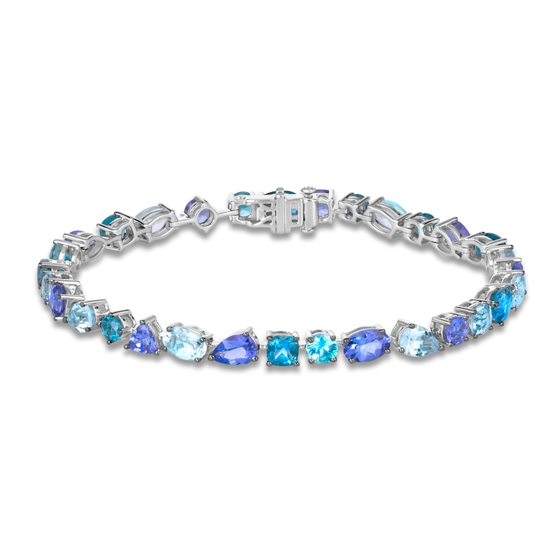 Main Image 1 of Le Vian Mare Azzurro Natural Multi-Gemstone Tennis Bracelet 14K Vanilla Gold