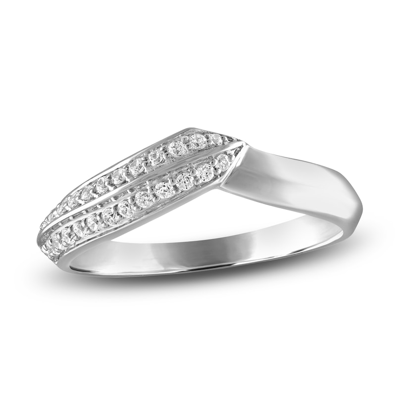 Main Image 1 of High-Polish Diamond Contour Wedding Band 1/5 ct tw 14K White Gold
