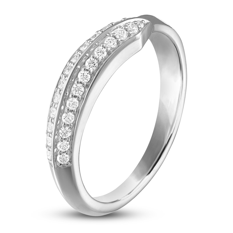 Main Image 2 of High-Polish Diamond Contour Wedding Band 1/5 ct tw 14K White Gold