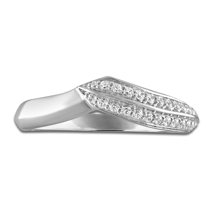 Main Image 3 of High-Polish Diamond Contour Wedding Band 1/5 ct tw 14K White Gold