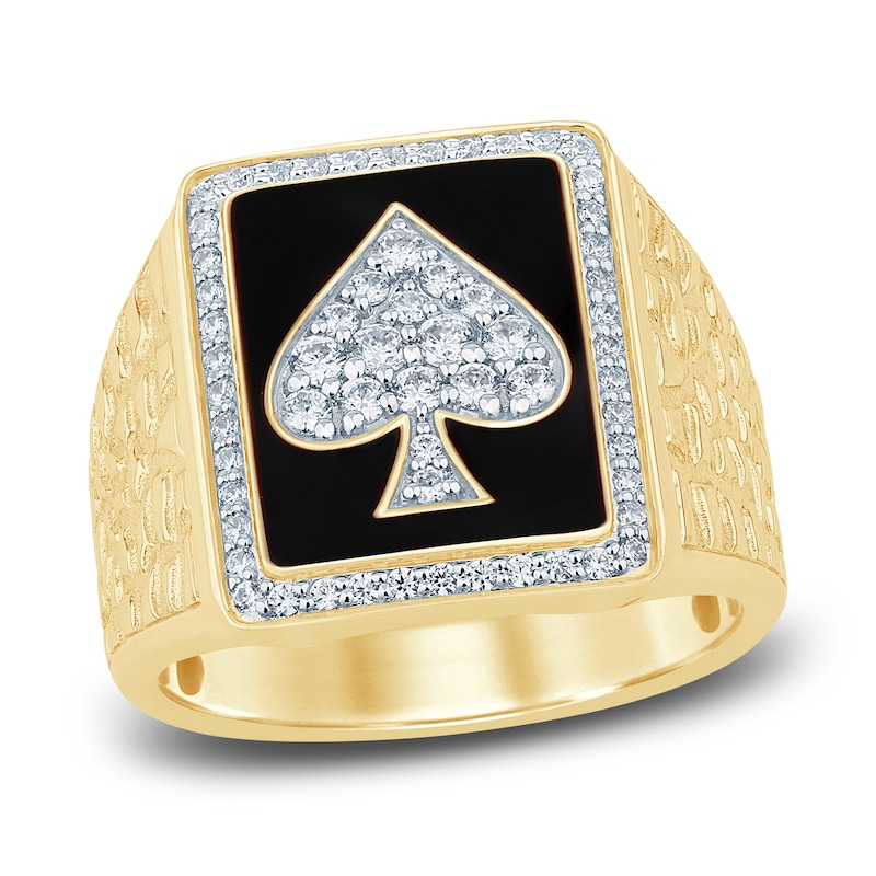 Men's Diamond Poker Ring 5/8 ct tw Round 14K Yellow Gold