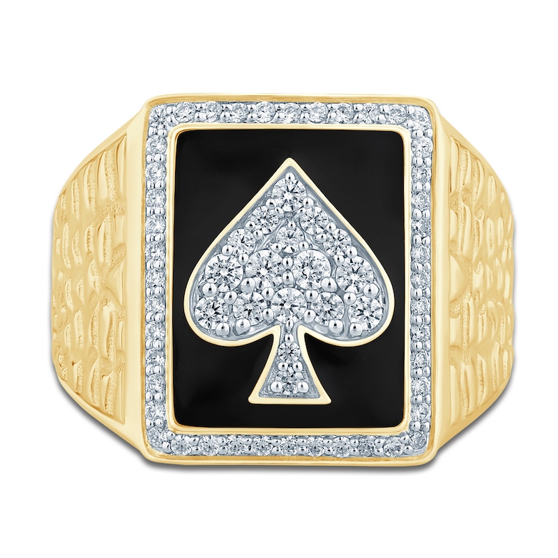 Men's Diamond Poker Ring 5/8 ct tw Round 14K Yellow Gold