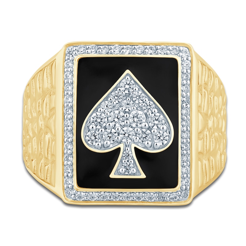 Main Image 3 of Men's Diamond Poker Ring 5/8 ct tw Round 14K Yellow Gold