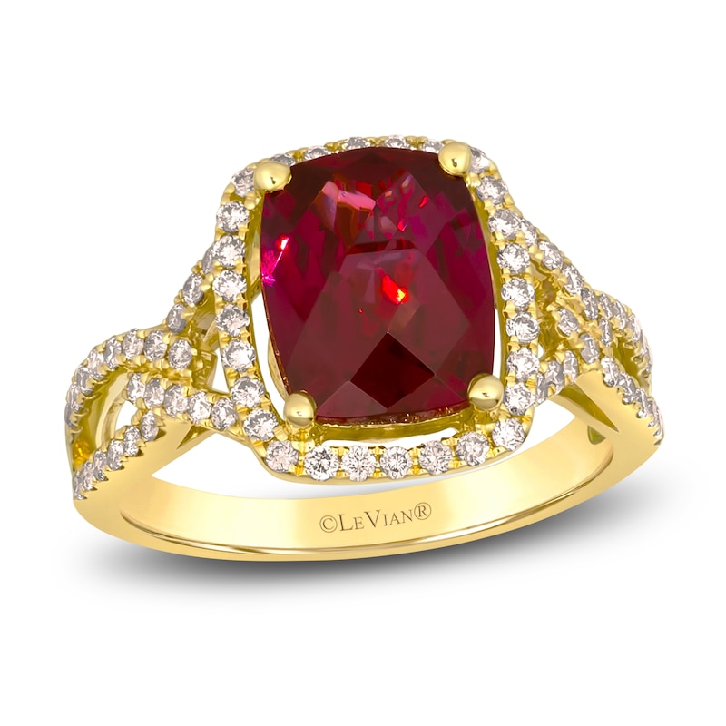 Main Image 1 of Le Vian Natural Rhodolite Garnet & Diamond Ring 1/2 ct tw 14K Honey Gold