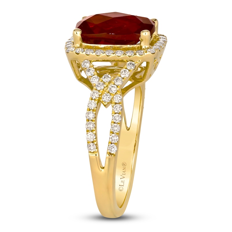 Main Image 3 of Le Vian Natural Rhodolite Garnet & Diamond Ring 1/2 ct tw 14K Honey Gold