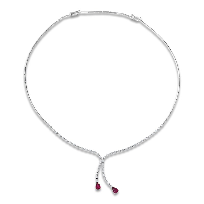 Main Image 1 of Le Vian Couture Pear-Shaped Ruby Dangle Necklace 1-1/3 ct tw Diamonds 18K Vanilla Gold