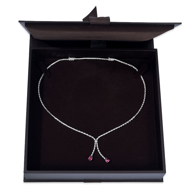 Main Image 2 of Le Vian Couture Pear-Shaped Ruby Dangle Necklace 1-1/3 ct tw Diamonds 18K Vanilla Gold