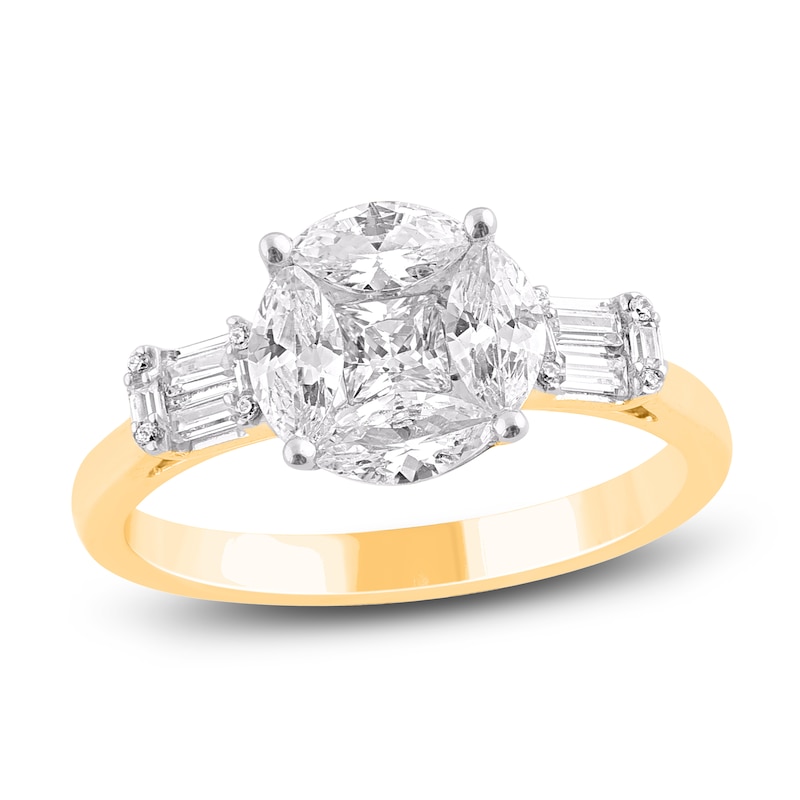 Main Image 1 of Princess & Marquise-Cut Multi-Diamond Center Engagement Ring 1 ct tw 14K Yellow Gold