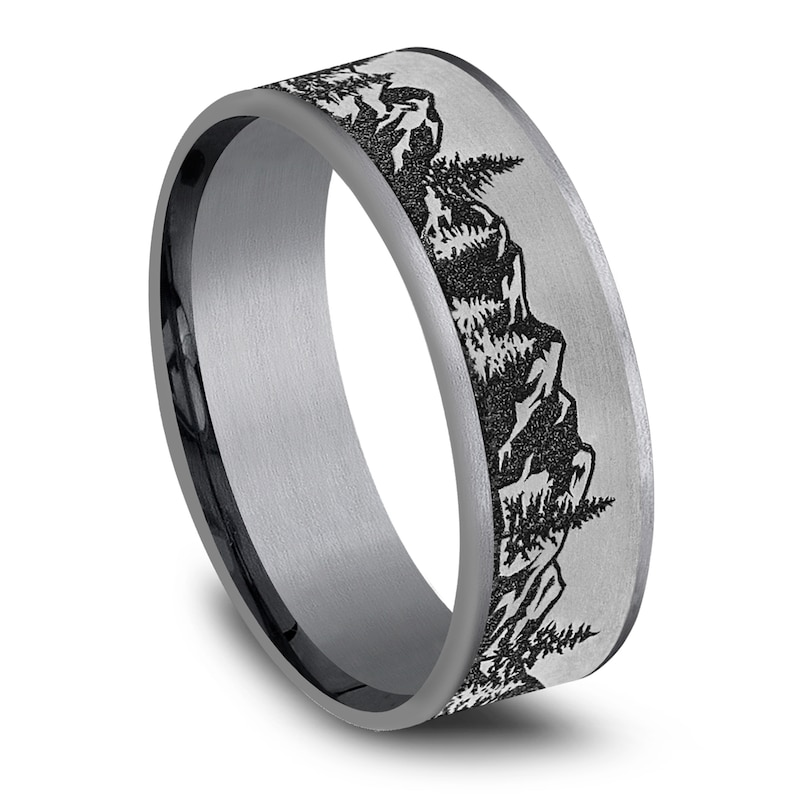 Main Image 2 of Mountain Scene Comfort Fit Wedding Band Tantalum & Titanium 7.5mm