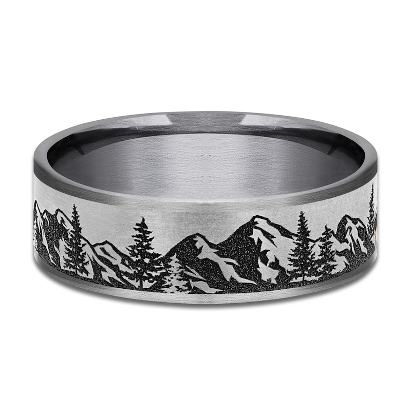 Main Image 3 of Mountain Scene Comfort Fit Wedding Band Tantalum & Titanium 7.5mm