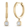 Thumbnail Image 2 of Certified Round-Cut Diamond Bezel-Set Solitaire Dangle Hoop Earrings 1/2 ct tw 14K Yellow Gold (I/I1)