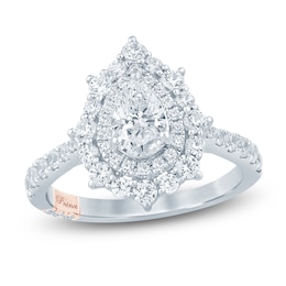 Pnina Tornai Pear-Shaped Diamond Double Halo Engagement Ring 1-5/8 ct tw 14K White Gold
