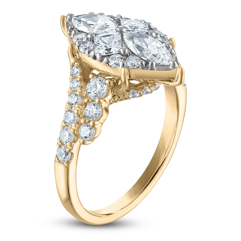 Main Image 2 of Brilliant Moments Marquise, Round & Princess-Cut Multi-Diamond Bypass Engagement Ring 2 ct tw 14K Two-Tone Gold