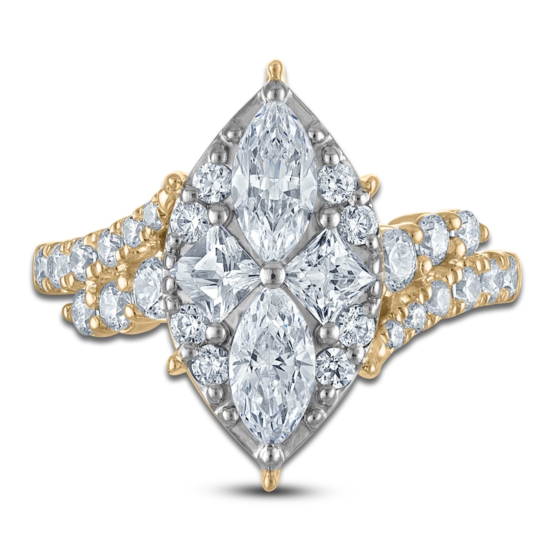 Main Image 3 of Brilliant Moments Marquise, Round & Princess-Cut Multi-Diamond Bypass Engagement Ring 2 ct tw 14K Two-Tone Gold