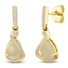 Thumbnail Image 2 of Pear-Shaped Natural Opal & Diamond Dangle Earrings 1/8 ct tw 14K Yellow Gold