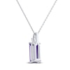 Thumbnail Image 3 of Baguette-Cut Natural Amethyst & White Lab-Created Sapphire Necklace Sterling Silver 18"