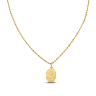 Men's Saint Christopher Oval Medallion Necklace 10K Yellow Gold 20"