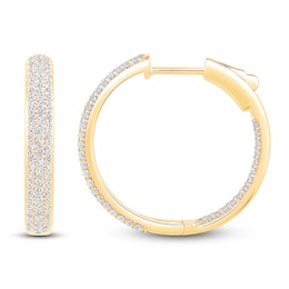 Diamond Inside-Out Hoop Earrings 1-1/2 ct tw 14K Yellow Gold