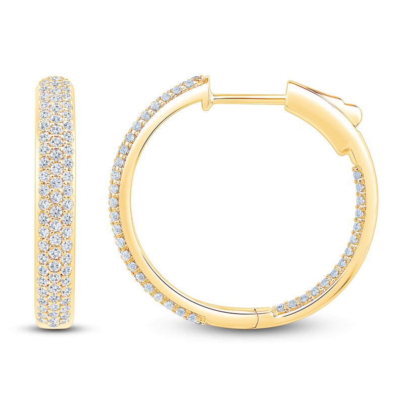 Main Image 1 of Brilliant Moments Diamond Inside-Out Hoop Earrings 1-1/2 ct tw 14K Yellow Gold