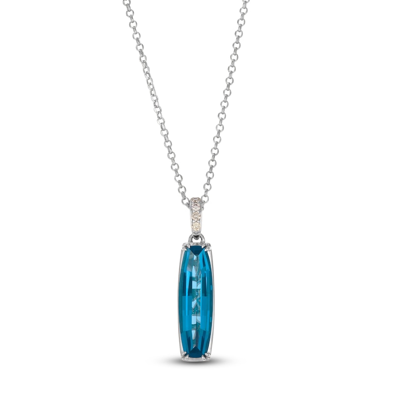 Main Image 1 of Le Vian Silhouette Elongated Cushion-Cut Natural Blue Topaz Necklace 1/20 ct tw Diamonds 14K Vanilla Gold 19"