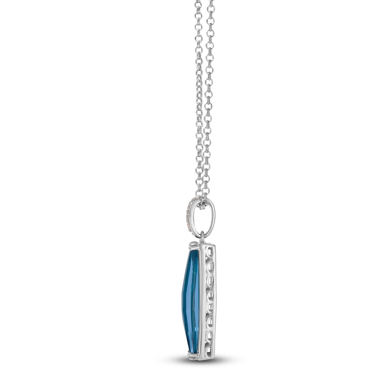 Main Image 2 of Le Vian Silhouette Elongated Cushion-Cut Natural Blue Topaz Necklace 1/20 ct tw Diamonds 14K Vanilla Gold 19"