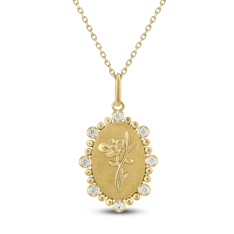 Main Image 1 of Poppy Birth Flower Diamond Necklace 1/4 ct tw 10K Yellow Gold 18"