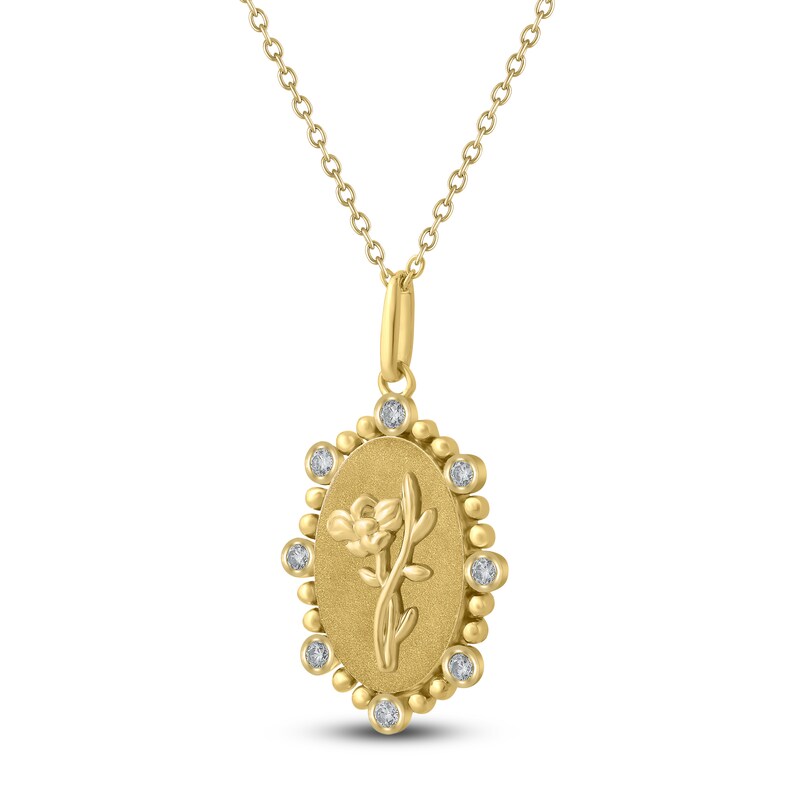 Main Image 2 of Poppy Birth Flower Diamond Necklace 1/4 ct tw 10K Yellow Gold 18"