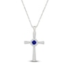 Thumbnail Image 1 of Blue & White Lab-Created Sapphire Cross Necklace Sterling Silver 18"