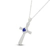 Thumbnail Image 2 of Blue & White Lab-Created Sapphire Cross Necklace Sterling Silver 18"