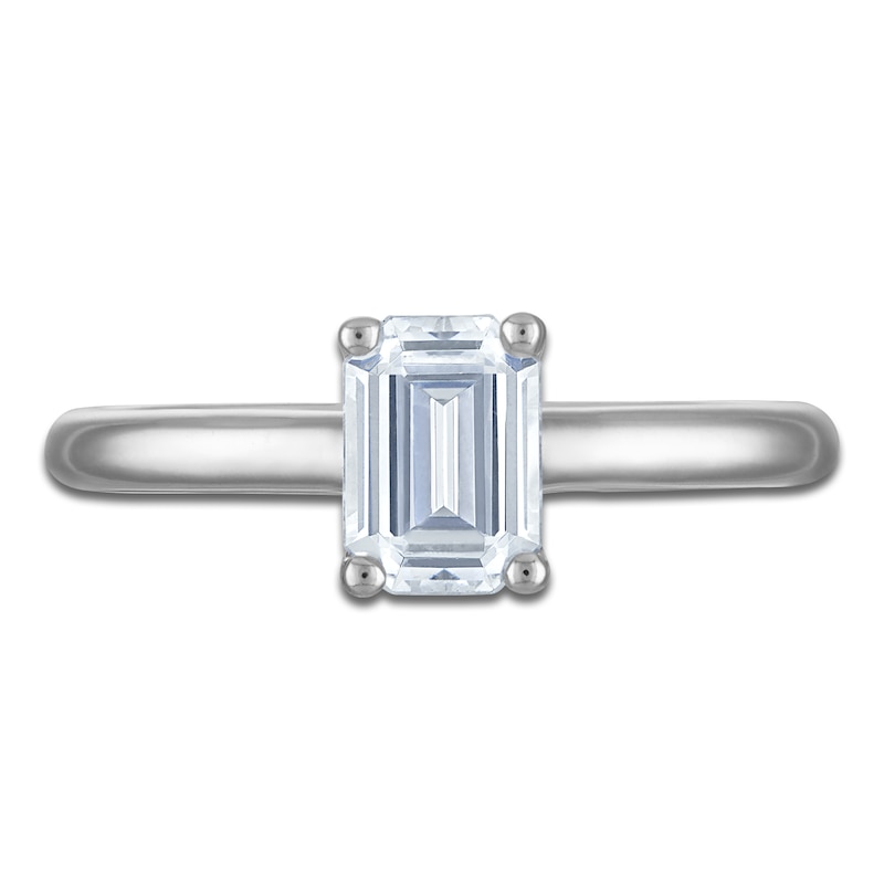 Main Image 3 of Emerald-Cut Lab-Created Diamond Solitaire Plus Engagement Ring 1 ct tw Platinum (VS2/F)