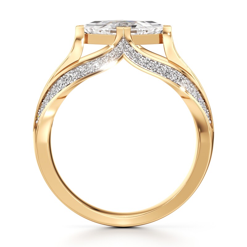 Main Image 2 of J'Lure Lab-Created Diamond Lozenge Step-Cut Engagement Ring 1-3/8 ct tw 18K Yellow Gold
