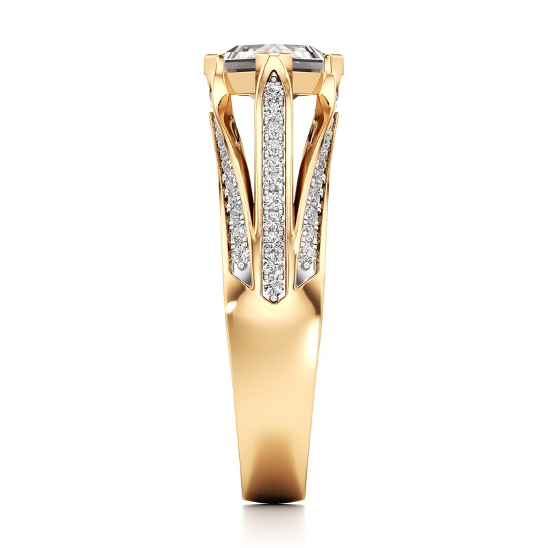 Main Image 3 of J'Lure Lab-Created Diamond Lozenge Step-Cut Engagement Ring 1-3/8 ct tw 18K Yellow Gold